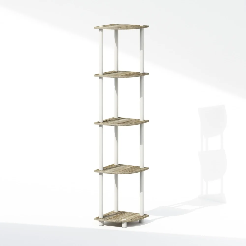 Corner Display Rack Shelving Unit 5 Tier Open Shelves Multipurpose Storage Solution Easy Assembly Durable Composite Wood Indoor