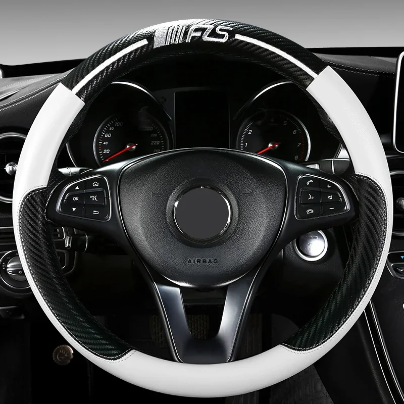 Carbon Fiber Vein Steering Wheel Cover Car Styling Leather Steering Wheel Cover for Girls Cute Car Accessories Car Wheel Cover