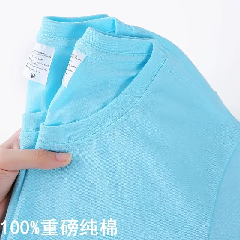 100% Cotton T-shirt Men Women Solid Color O Neck Short-sleeved Tops Summer Korean Loose Half-sleeve T Shirt Unisex M-4XL, image 20