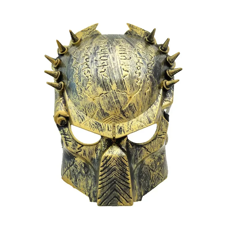 Alien Hunter Maske Predator Maske Lone Wolf Maske Rivet Snap Iron Mask Predator Cosplay Masque Gold Alien Iron Blood Warrior Maske – Detail 2
