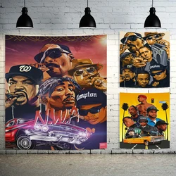 Legends Of Hip Hop Rapper Stars Poster Tapestry Painting Old School 2PAC Biggie Smalls Wall Art For Living Room Flag