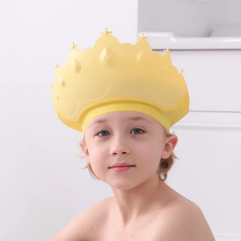 Children Shampoo Cap  Adjustable Size Crown Baby Shower Cap Cartoon Bath Visor Infant Hair Shield Ear Protection Waterproof