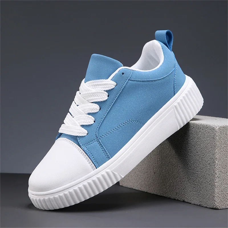 Zapatos informales sencillos a la moda para hombre y mujer, zapatillas de deporte con plataforma de cesta azul, zapatos deportivos ligeros para monopatín, zapatos vulcanizados para hombre