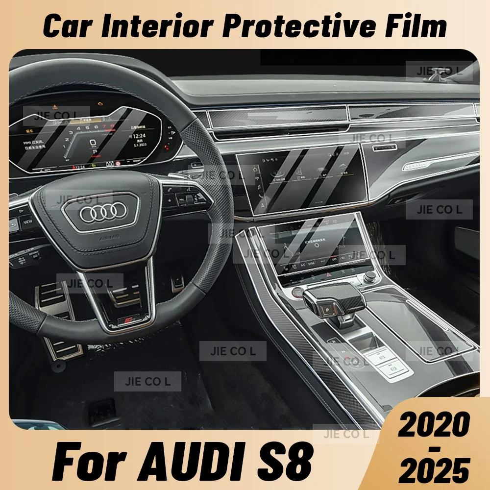 

Для AUDI S8 2020-2025 2024, внутренняя пленка против царапин, центральная консоль, медиа-приборная панель, навигация, защитная наклейка из ТПУ