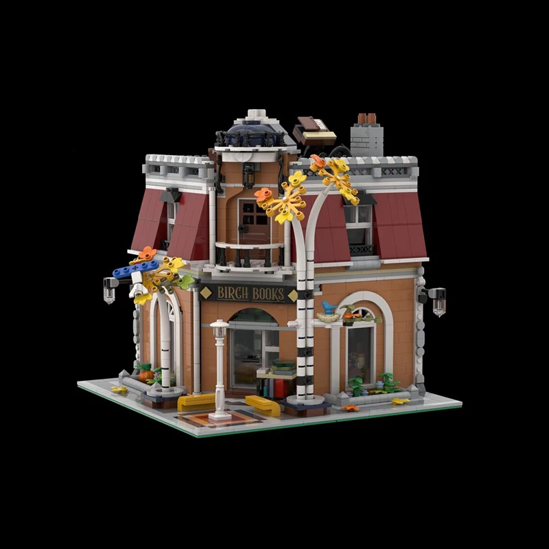 

City Street View Model MOC Building Bricks Bookstore And Apartment Modular Technology Gifts Holiday Assemble Children Toys Suit