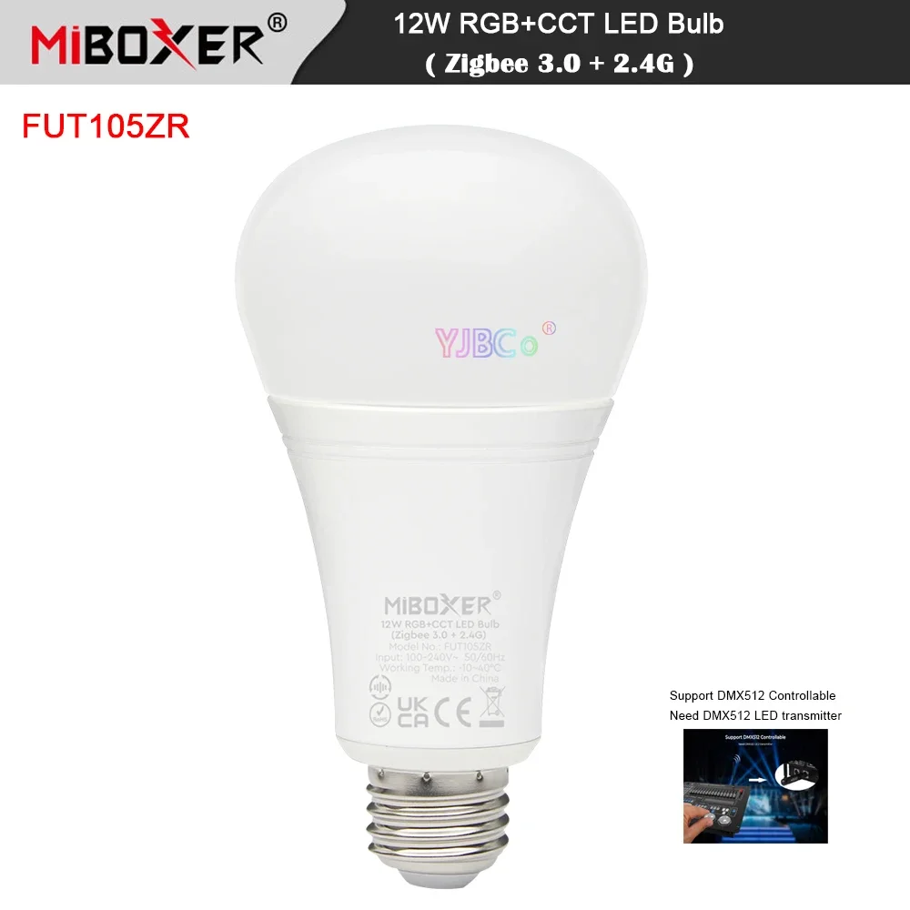 Miboxer E27 12W RGB+CCT LED Bulb Smart Spotlight FUT105ZR 2.4G switch/Zigbee 3.0 Remote/tuya APP/Voice Control 110V-220V AC