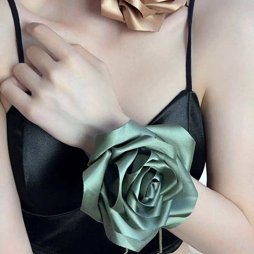 

Satin Rose Choker Belt Korean Body Chain Flower Necklace Waist Jewelry Waist Chain for Dress Accessories