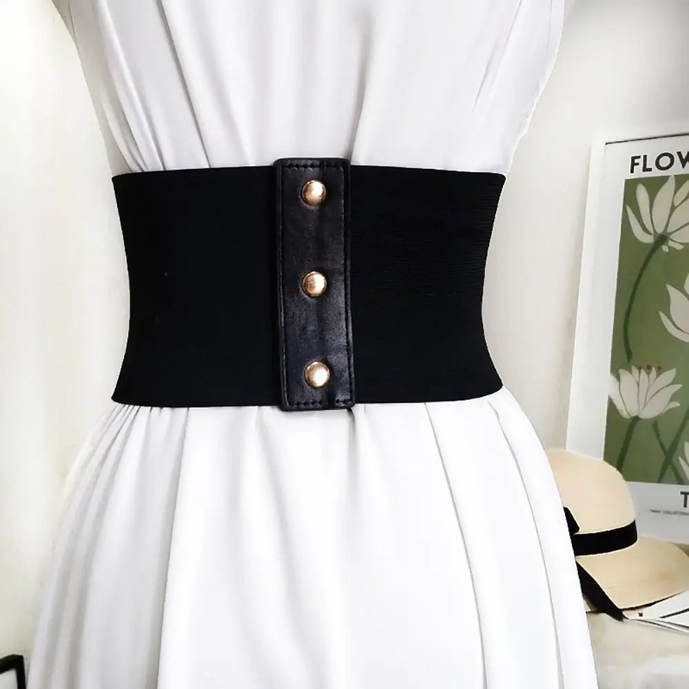 أنثى برشام مشد مشبك معدني كل مباراة ضمادة بولي Leather الجلود Cummerbund مرونة الخصر حزام تنورة زينة حزام واسع