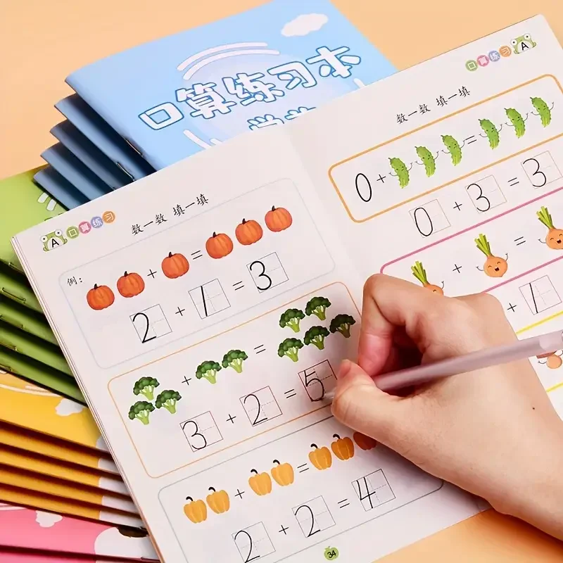 4 Books Math Preschool Addition/Subtraction Number Copybook Kid ToysHandWriting Educational For Children Exercise Practice Book