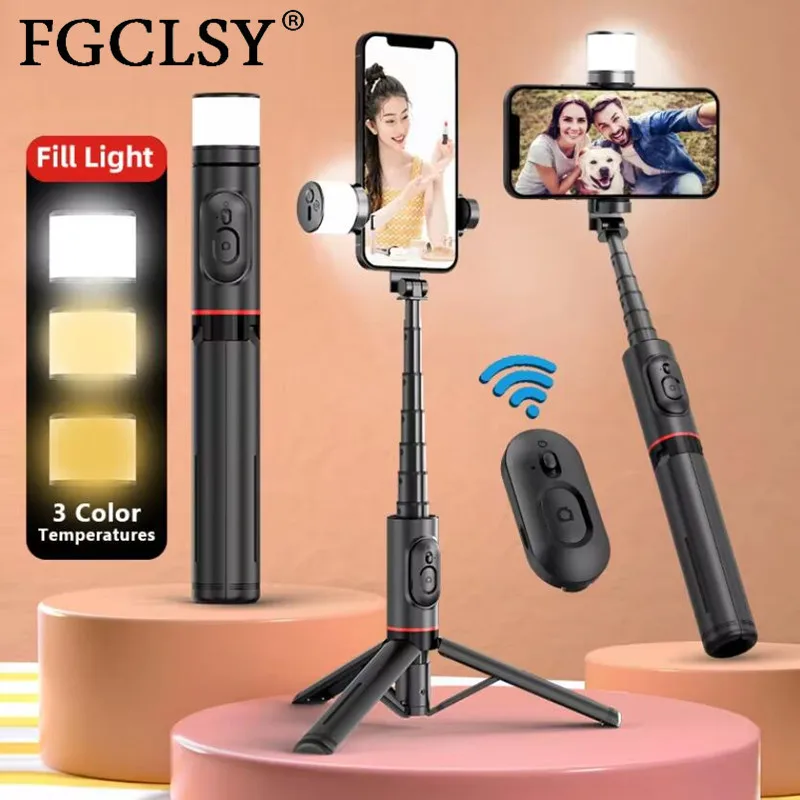 FGCLSY Selfie Stick Tripod With Fill Light Phone Stand Portable Wireless Bluetooth for Live Broadcast Huawei iPhone Android