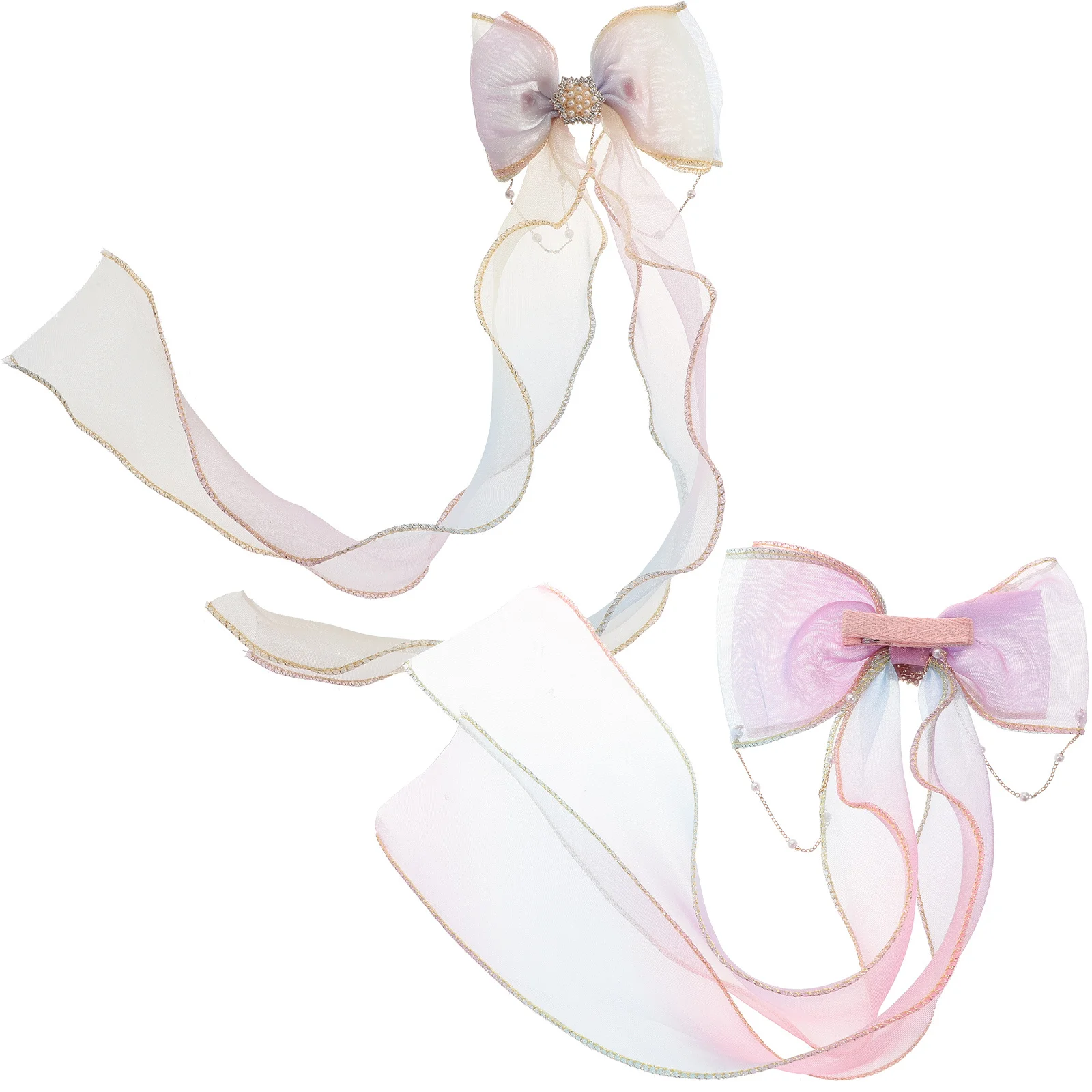 

2Pcs Bow Hairpins Long Ribbon Hair Clips for Girls Women Hair Decoration Daily Wedding Accessories Bows for Girls