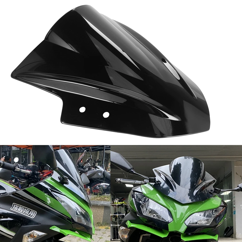Für KAWASAKI Ninja 250 300 2013-2017 Motorrad Windschutzscheibe Windschutz Windabweiser Schwarz/Transparent Motorrad Windschutz