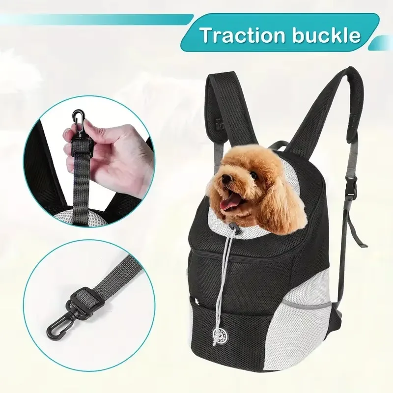 Pet Front Backpack Carrier, Breathable Travel Hiking Bag with Adjustable Straps for Small & Medium Dogs and Cats
