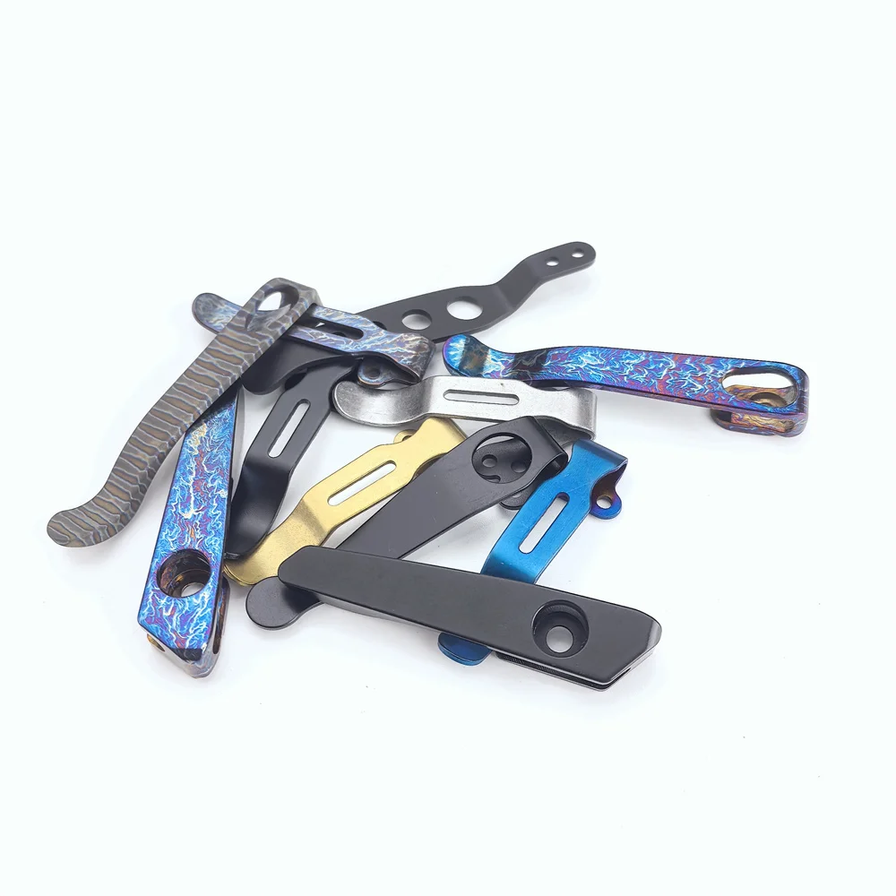 NEW Stainless Steel Burning Titanium Back Clip for DIY Folding Pocket Knife DIY Accessories Back Clip Custom Back Clip Holder - view 4