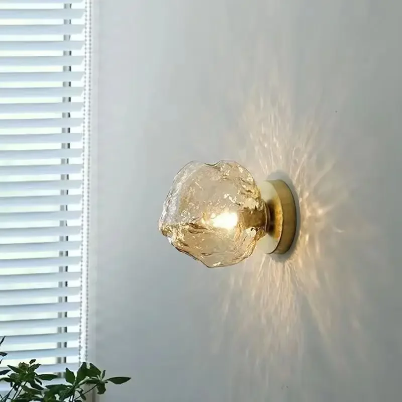Lava Glass Ice Cube Wall Sconce Nordic Minimalist LED for Bedroom Living Room Hallway Bathroom Mirror Hotel Home Decor 2026