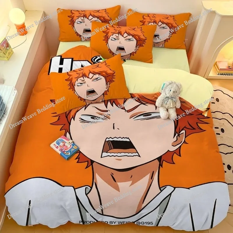 

Haikyuu Children's Duvet Cover Pillowcase Volleyball Bedding Set Boys Girls Bedroom Decoration Single Double Size Kids Gift