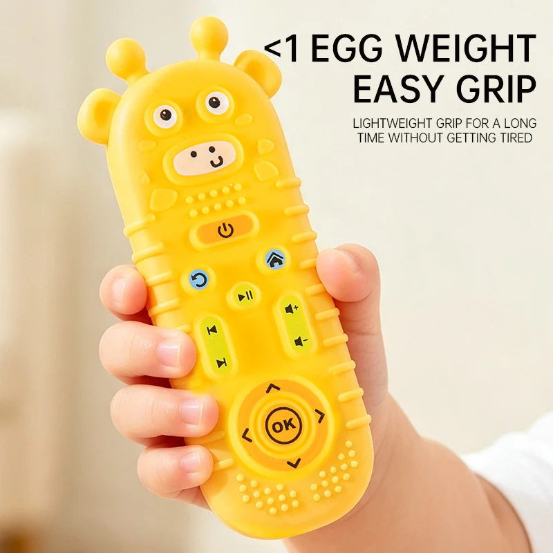 Baby Simulation Remote Control Toy Teething Silicone Toy with Educational Sensory Play Toy Gift for Toddlers Boys Girls