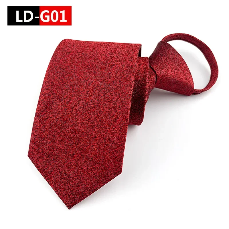

Tie men's knot free zipper style polyester silk plain striped tie suit accessories in stock