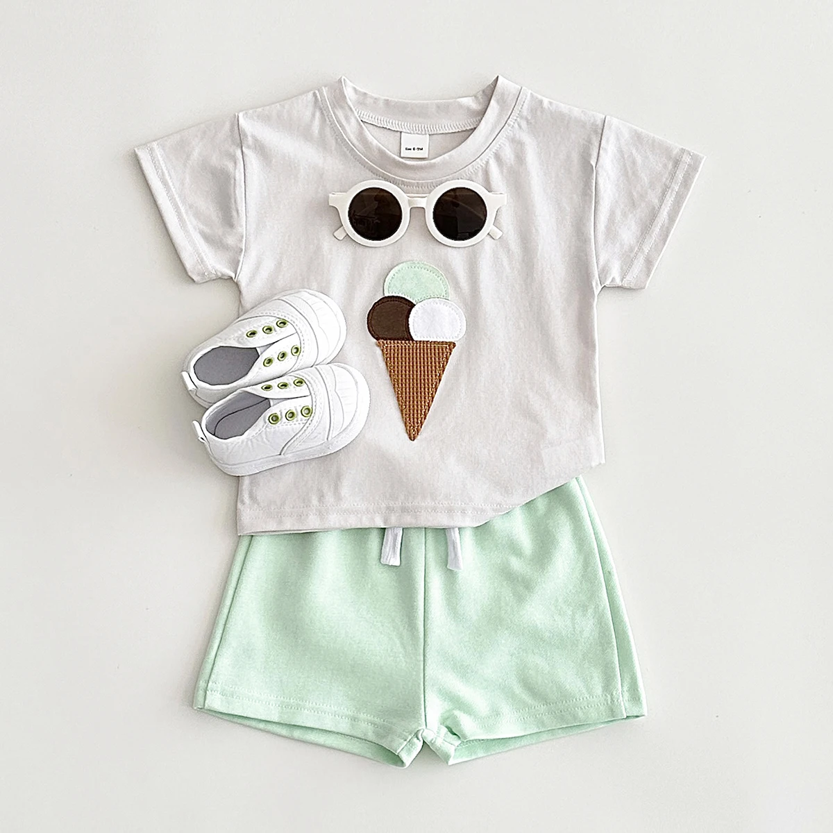 Newborn Baby Clothes Sets Infant Toddler Outfit Summer Baby Boys Girls Clothes Ice Cream Print T-shirt+Shorts Children Clothing