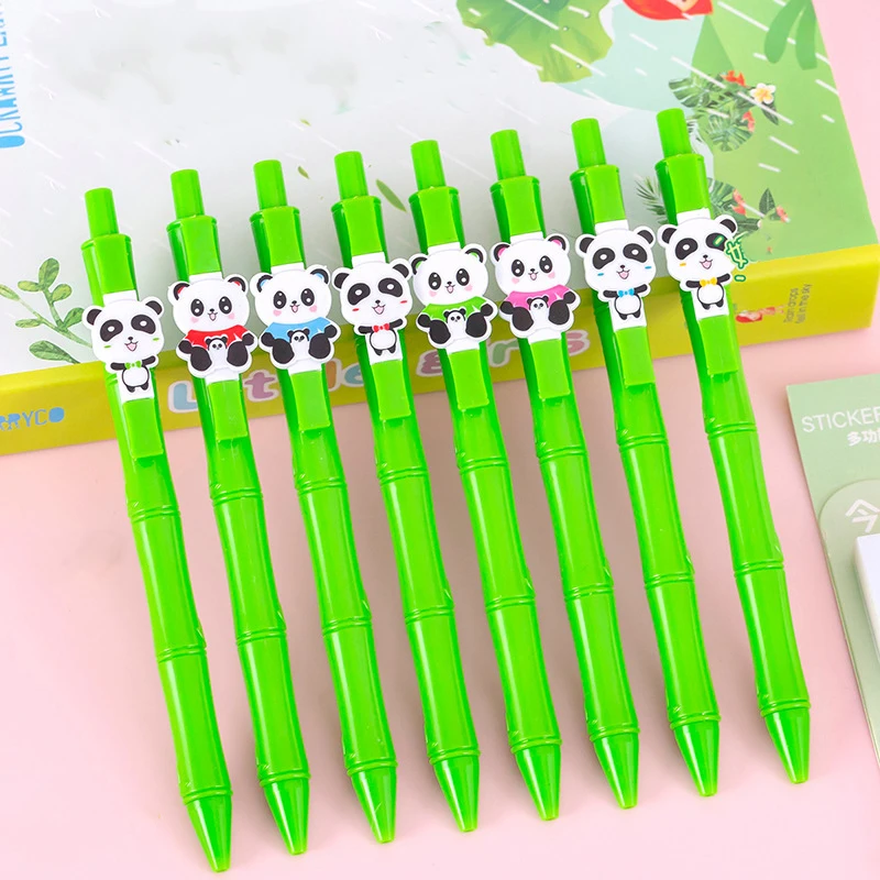 5 Pieces Stationery Cute Cartoon Panda Bamboo Gel Pen Fashion Animals Press Pens