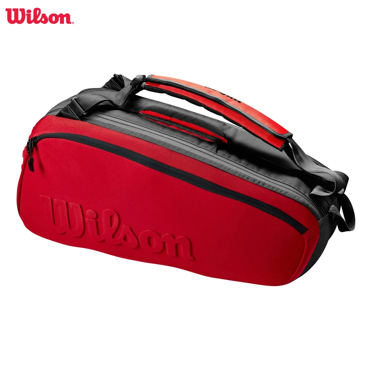 Wilson borsa da Tennis con Logo in rilievo Clash V2 Super Tour per 6 racchette zaino per racchetta con conchiglia per animali domestici con scomparto per termoprotezione rosso