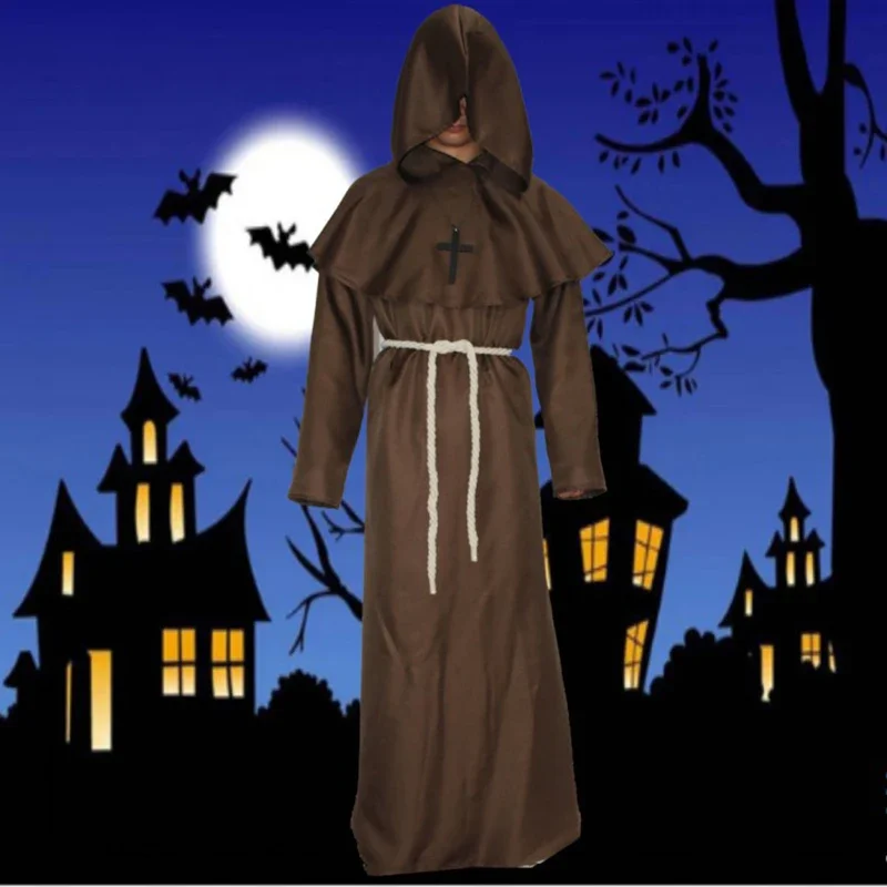 Knight Medieval Hooded Monk Cosplay Costume Wizard Costumes Priest Costumes Cosplay Costumes