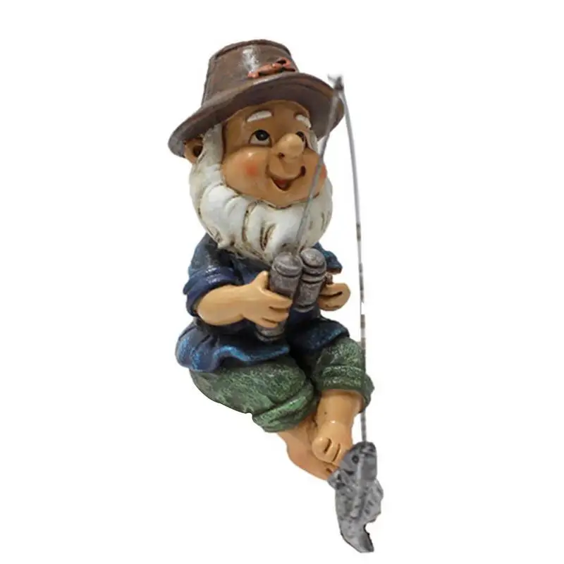 

Gnome Fishing Statue Outdoor Garden Gnomes Figurine Funny Lawn Gnome Statues Resin Garden Statue Decoration