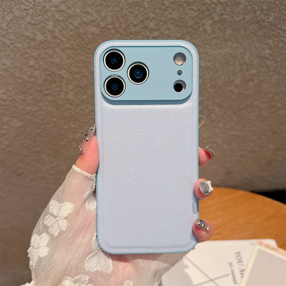

Luxury Leather Texture Shockproof Case For iPhone 17 16 15 14 13 12 11 Pro Max XR X XS Plus Soft Full Camera Protection Cover
