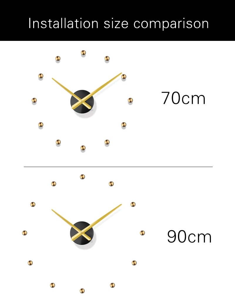 Spanien große Wanduhr modernes Design Metall Luxus Wanduhren Uhren DIY Wohnkultur stilles Wohnzimmer orologi da Parete Geschenk – Detail 1
