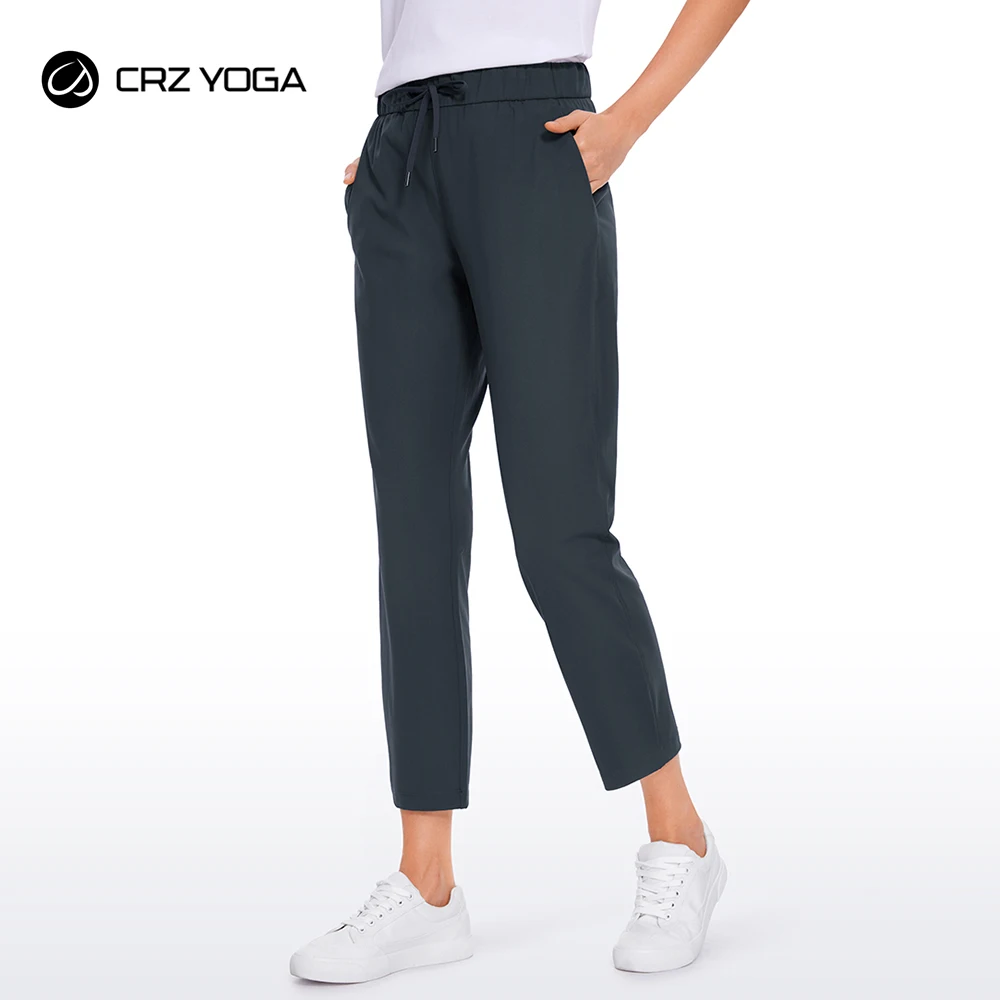 CRZ YOGA Women's Stretch Casual Pants Tapered Elastic Waist Lounge Travel Track Yoga Dress Sweatpants with Pockets