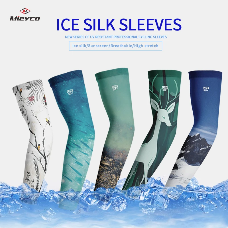 Summer Sun Protection Ice Silk Sports Arm Sleeves Cycling Cover Sun UV Protection Outdoor Running Fitness UPF50+ Arm Sleeves