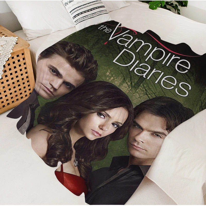 Custom Blanket Sofa The D-Vampire D-Diaries Warm Fleece Camping Nap Fluffy Soft Blankets for Winter King Size Microfiber Bedding