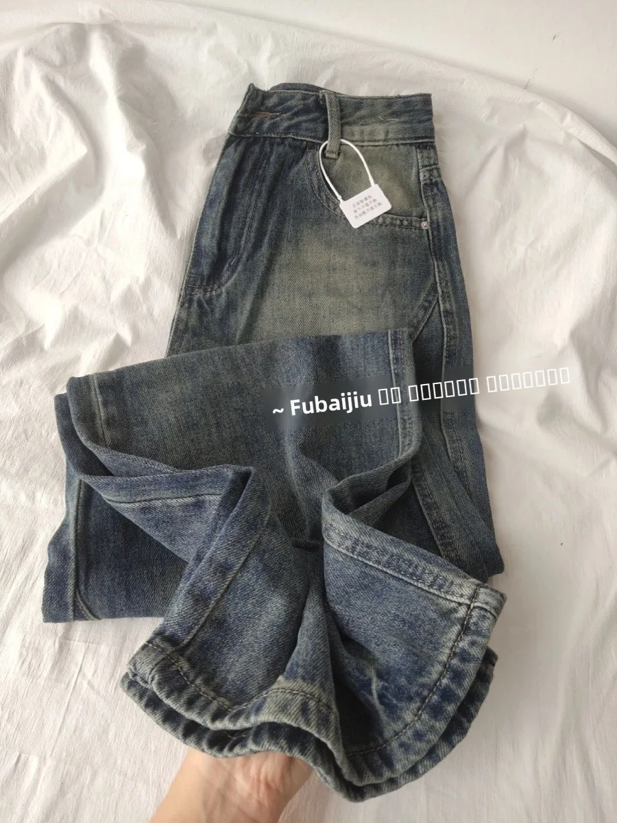 

Мужские джинсы прямого кроя в стиле ретро, повседневные свободные широкие брюки, весна-осень, новый дизайн, свободный крой...