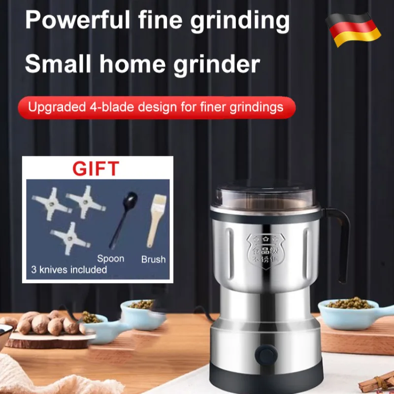 【EU Plug】 Household Small Powerful Motor Electric Grinder Stainless Steel Cup Ultrafine Grinding Machine