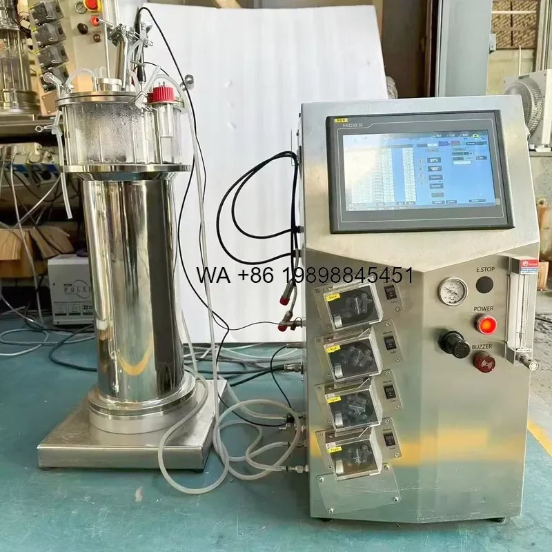 Wmwmnu Cell Culture Airlift Tubular Bioreactor with Low-shear Blade PLC Control Automatic Glass Fermenter