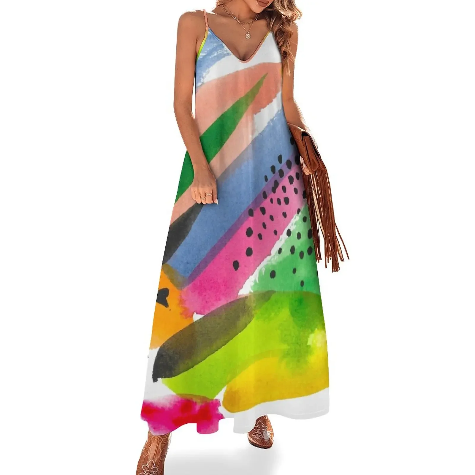 

Colorful and Bright Watercolor Abstract Painting Sleeveless Dress Clothing female women's summer dresses 2024 Clothing