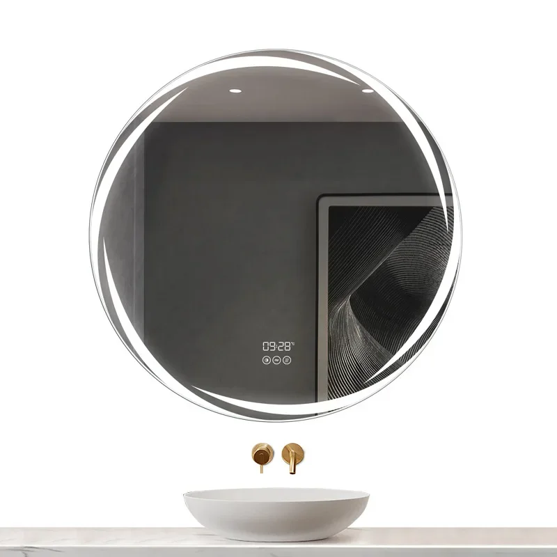 

Smart led bathroom mirror round matte creative luminous wall mounted dressing table touch screen