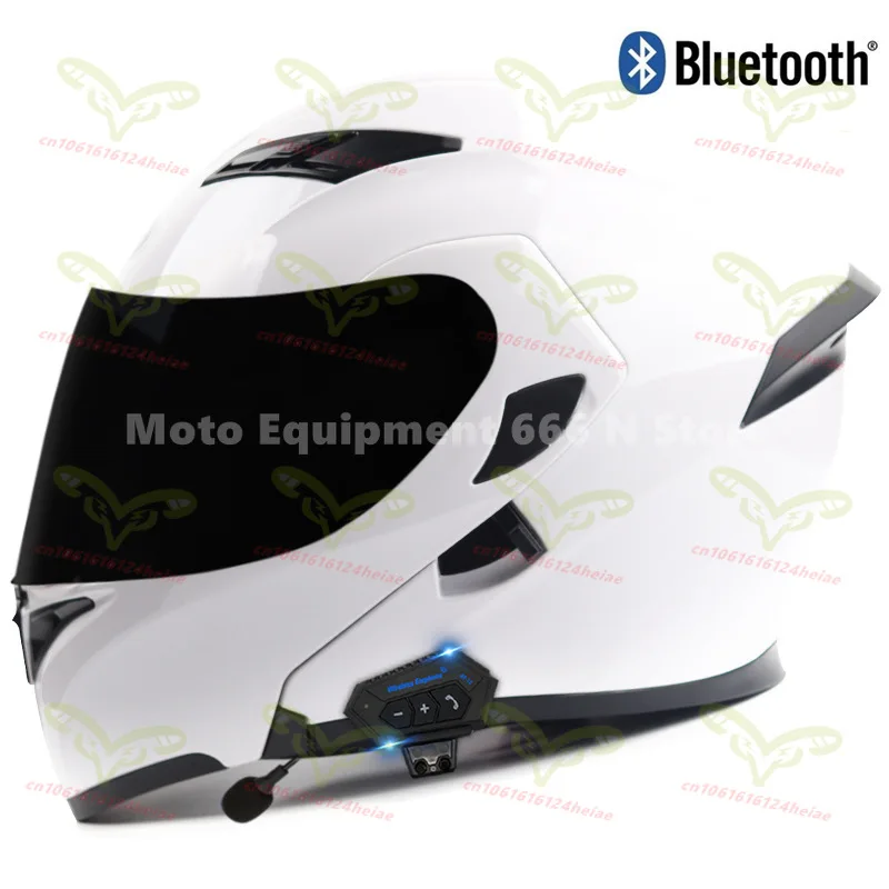 Men Women Bluetooth Motorcycle Helmet DOT Approved Waterproof Longer Endurance Double Lens Motorcycle Riding Helmet Four Seasons