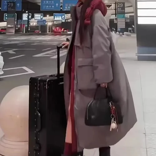 여성용 겨울 다운 재킷, 긴 양면 착용 코트, 덕다운 두꺼운 따뜻한 대형 후드 여행 패딩 재킷