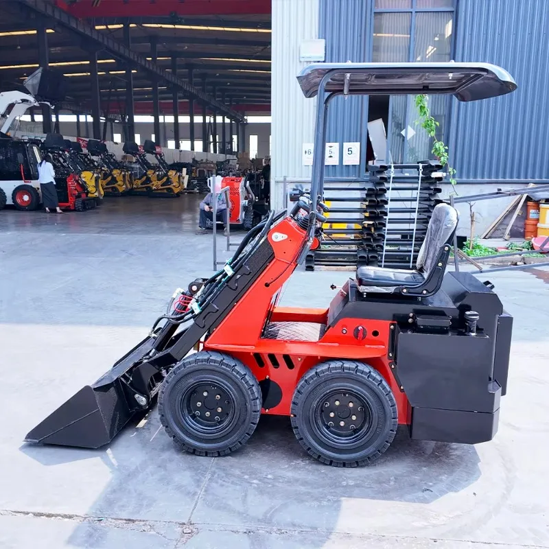 Customized 1100mm Overall Width Mini Skid Steer Wheeled Type Compact Loader For Narrow Alley And Warehouse