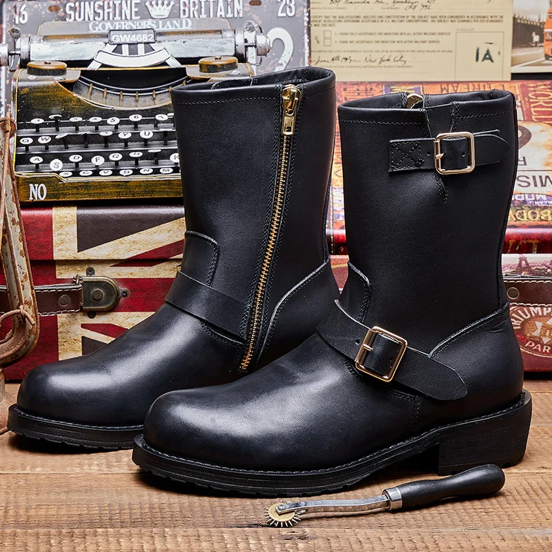 

Мужские ботинки YETTIES в стиле Amekaji, американские винтажные мотоциклетные ботинки из натуральной кожи, высокие и прочные.