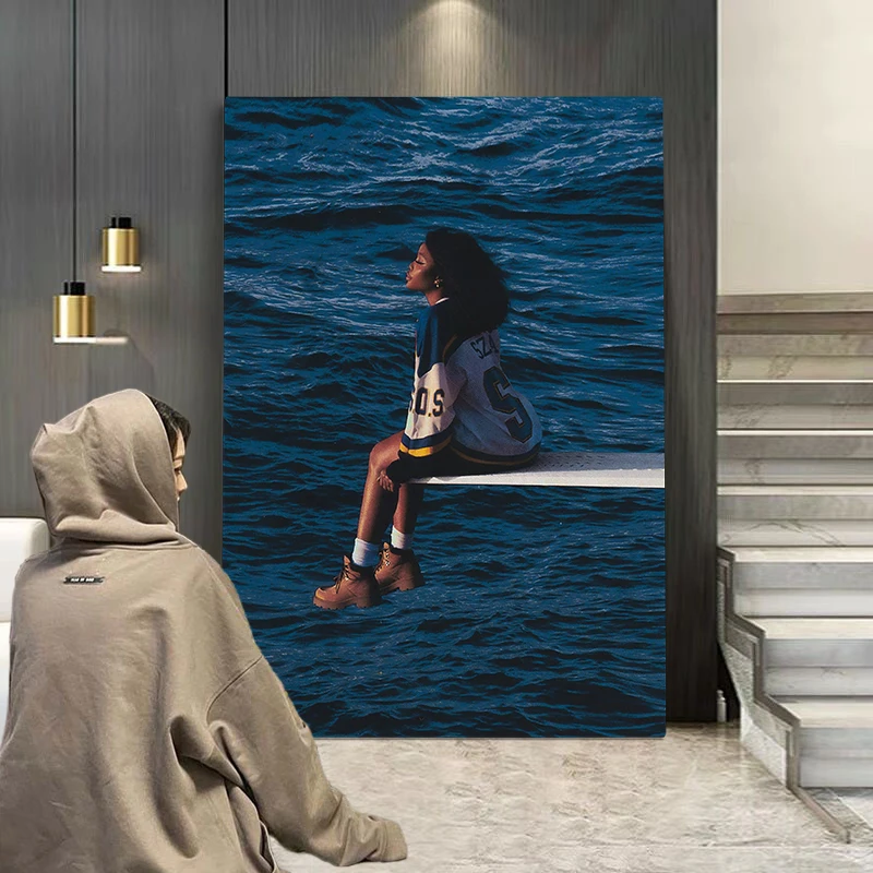 New Music Album SZA Sos Poster Aesthetics Rap Hip Hop Ctrl Canvas Painting Home Decoration For Wall Art Mural Fans Room Decor
