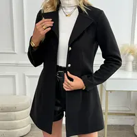 Gabardina Lisa a la moda para mujer, ropa de calle para otoño e invierno, traje con cuello y botones, abrigo elegante para mujer, gabardina ajustada, ropa versátil