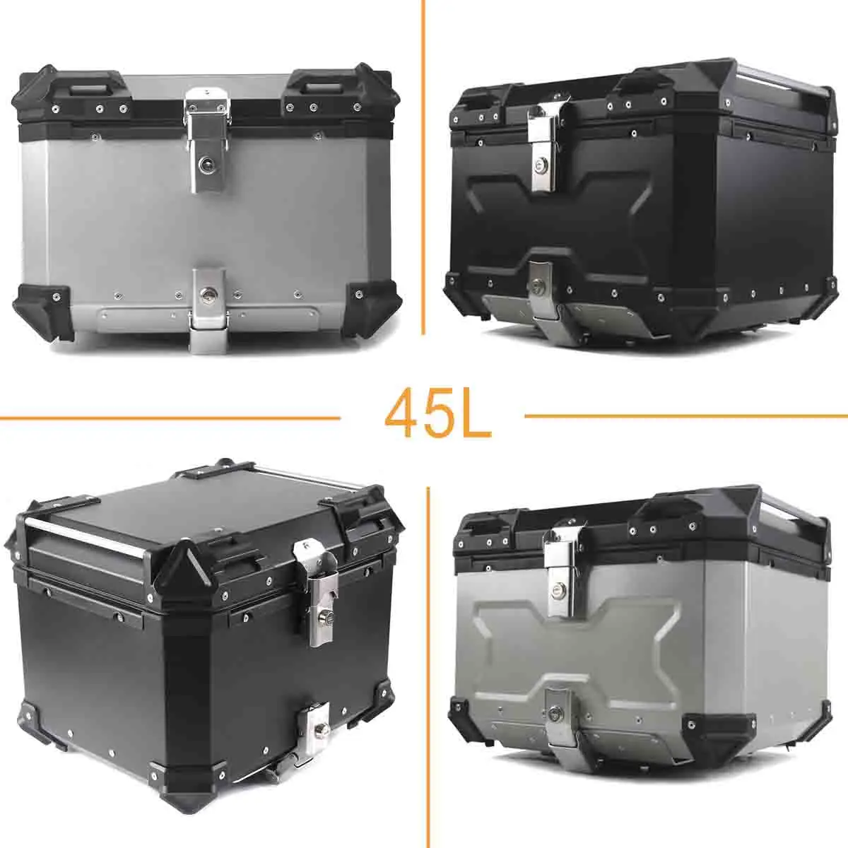 45L Motorcycle Luggage Case Box Top Helmet Trunk Key Storage Universal For Honda BMW Ducati KTM Kawasaki Harley CFMOTO Husqvarna