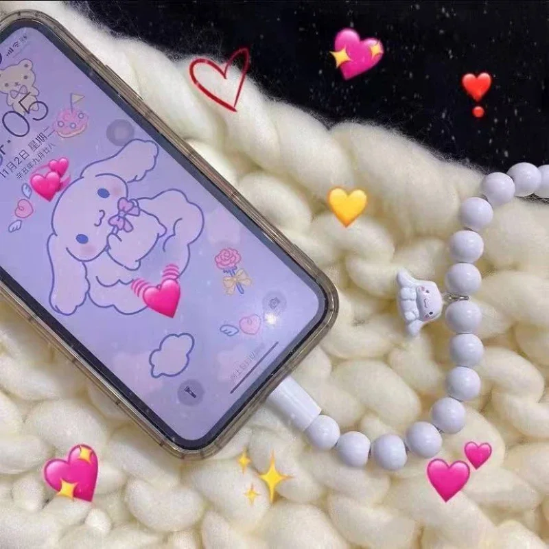 Kawaii Melody Cinnamoroll Bracelet Usb Charging Cable Data Cord Anime Sanrios Kuromi Type-C Cable for Huawei Mi Iphone Samsung