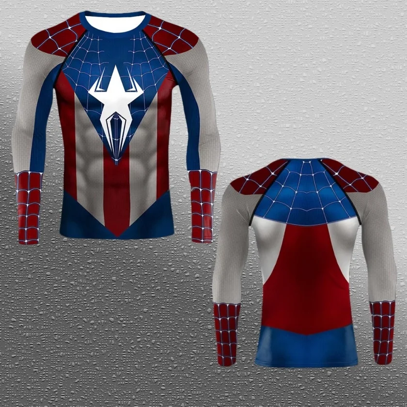 2026 شعبية خارقة كوس سلسلة أزياء رياضية اللياقة البدنية الملابس الربيع والخريف طويلة الأكمام تي شيرت الأسرة الملابس #5