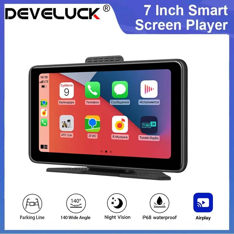 

Develuck Universal 7 inch Wireless Carplay Android Auto Radio Player Bluetooth 2.5K Dual Camera Smart for Nissan Toyota VW Ford