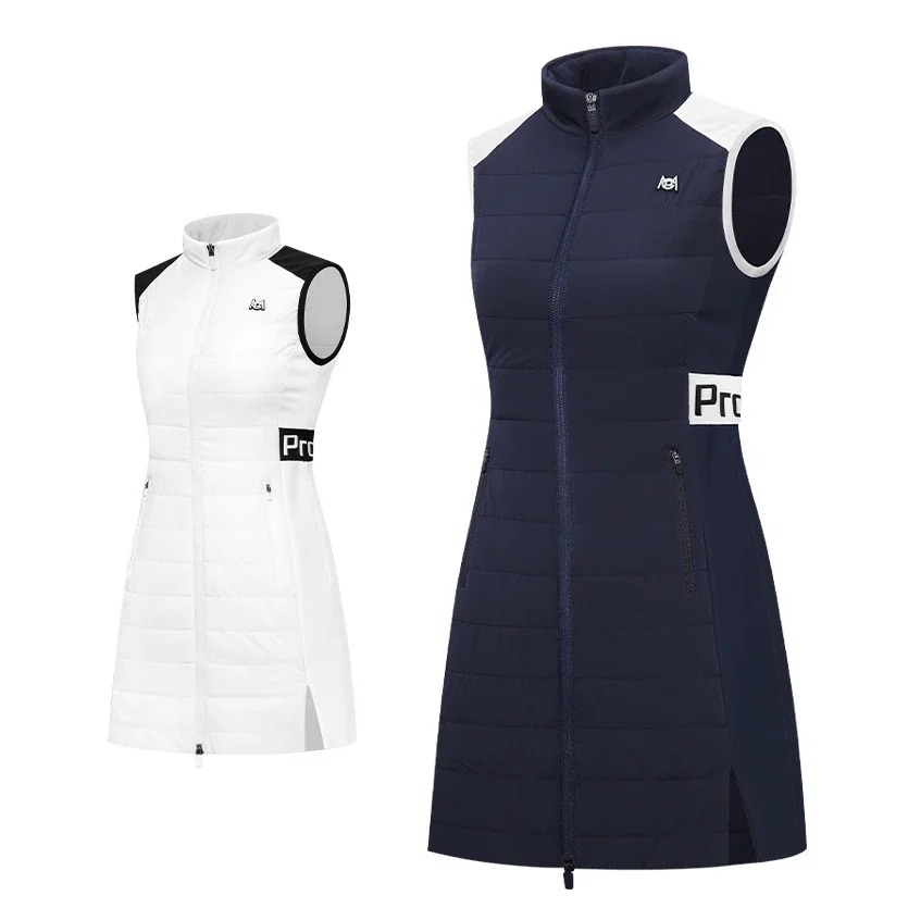 PGM Winter Women Golf Long Vest Warm Cotton Inside Waistcoat Ladies Slim Thicken Coat Female Sleeveless Golf Jacket S-XL YF499