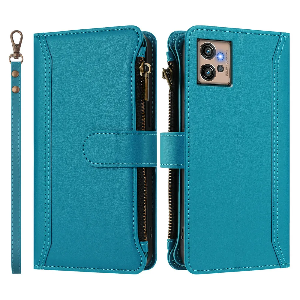 

Flip Case For Motorola G32 5G Crossbody 9-Card Zipper Leather Cover Moto G82 G72 G62 G52 G42 G32 G22 G71 G51 G41 G60 G30 Funda