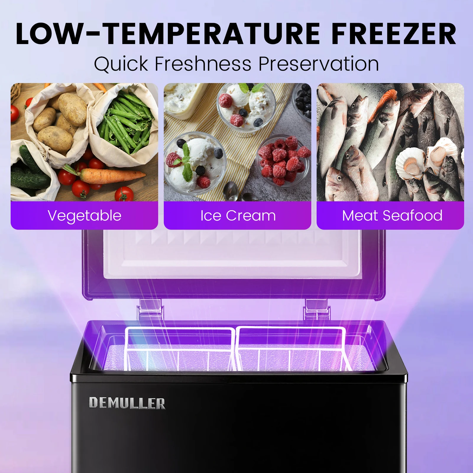 DEMULLER 2.05 CU.FT. Deep Refrigerator, Compact Chest  Freezer with Digital Display, Suitable for Private Apartments